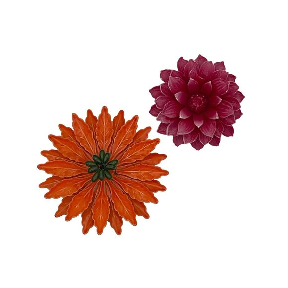 Flower Brooches Bold Pink Orange Flower Power - Picture 1 of 10